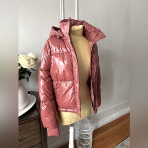 GAP WOMEN'S COSMETIC PINK UPCYCLED CROPPED MIDWEIGHT PUFFER JACKET